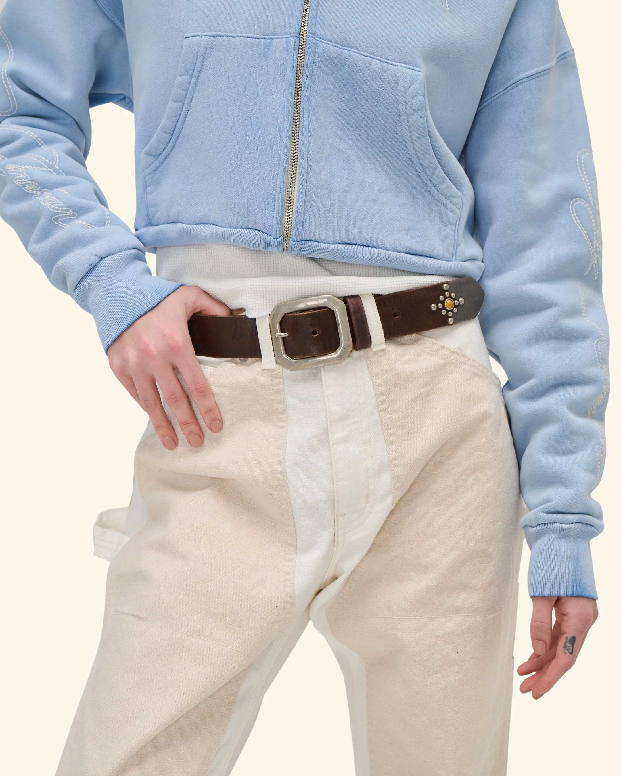 American Star Cropped Zip Hoodie (Sun Faded Blue) - Image 7