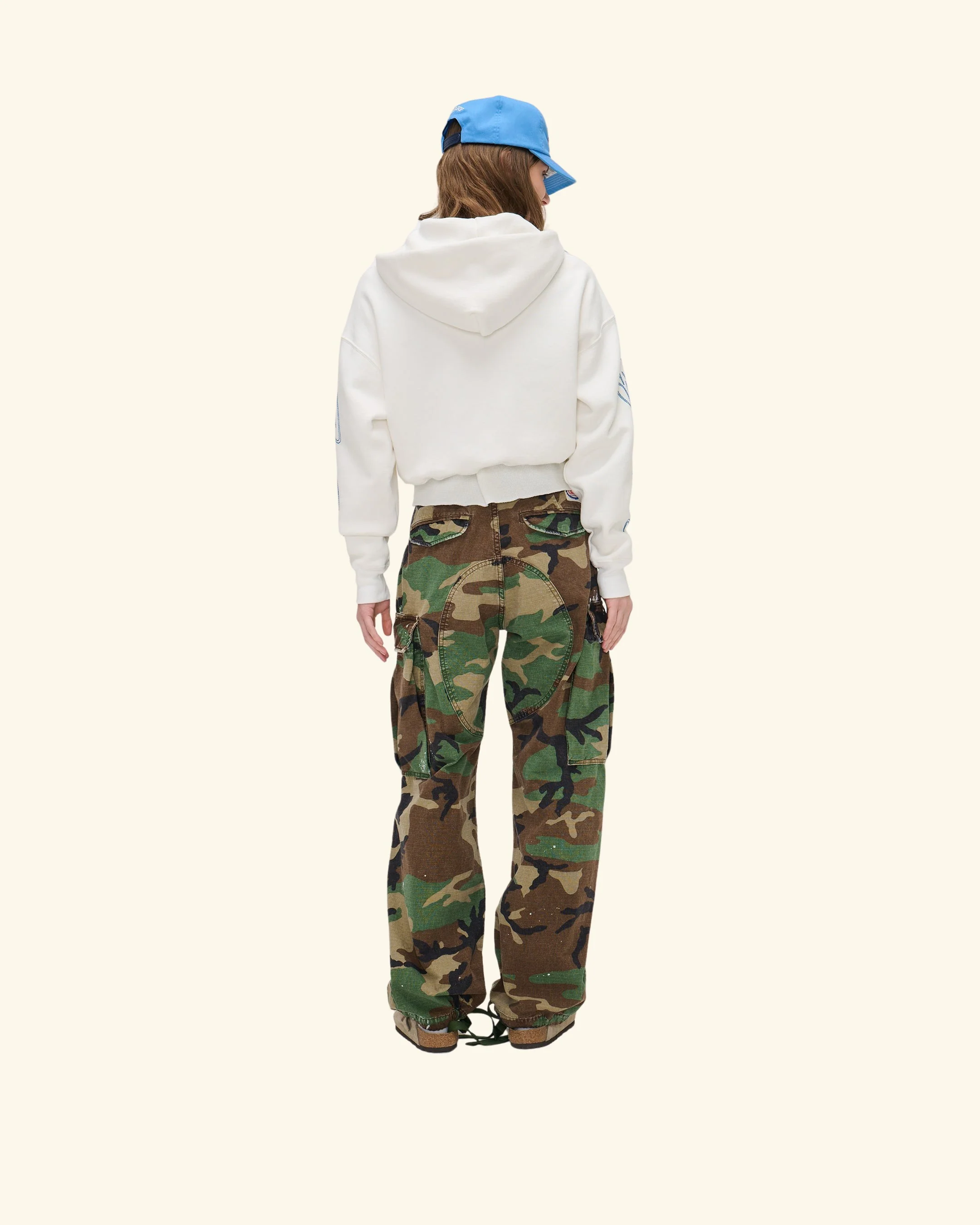 American Star Cropped Zip Hoodie (Vintage White) - Image 8