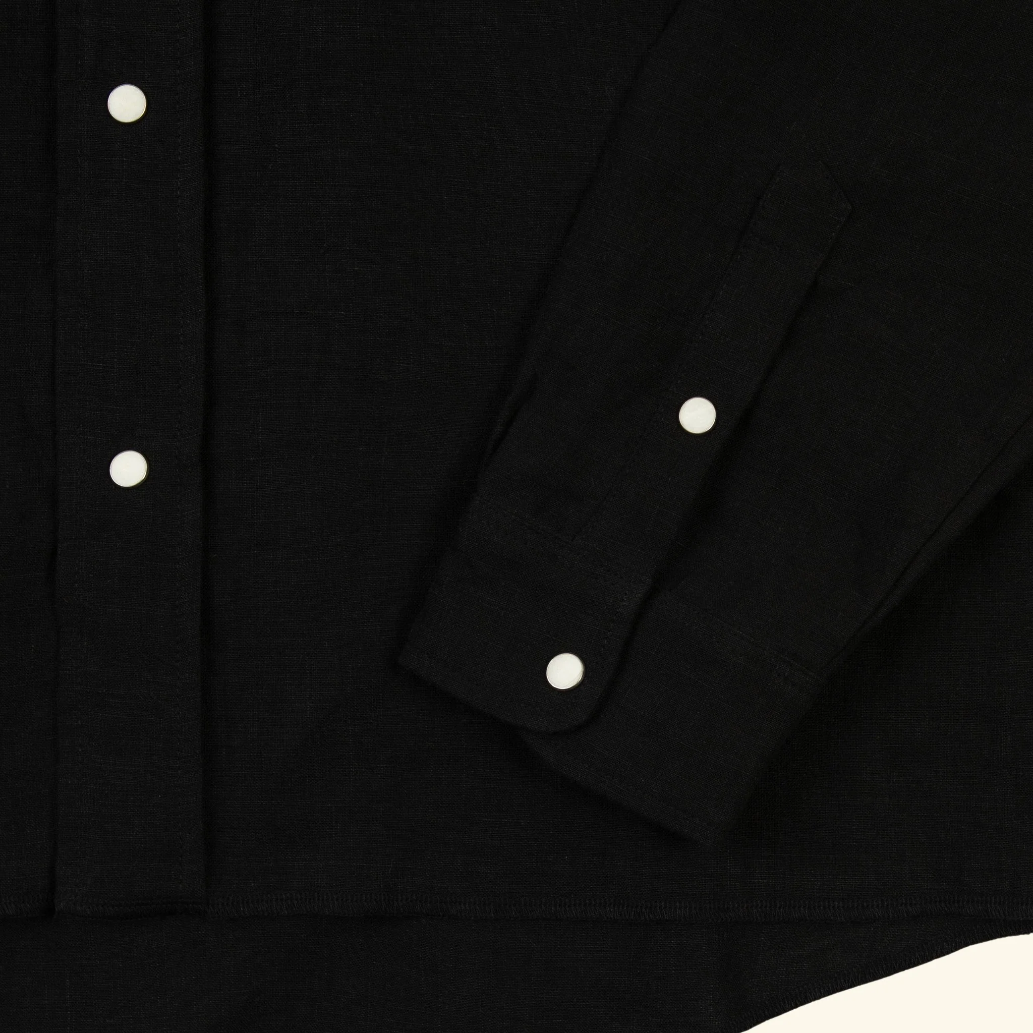 Washed Linen Western Shirt (Black) - Image 4