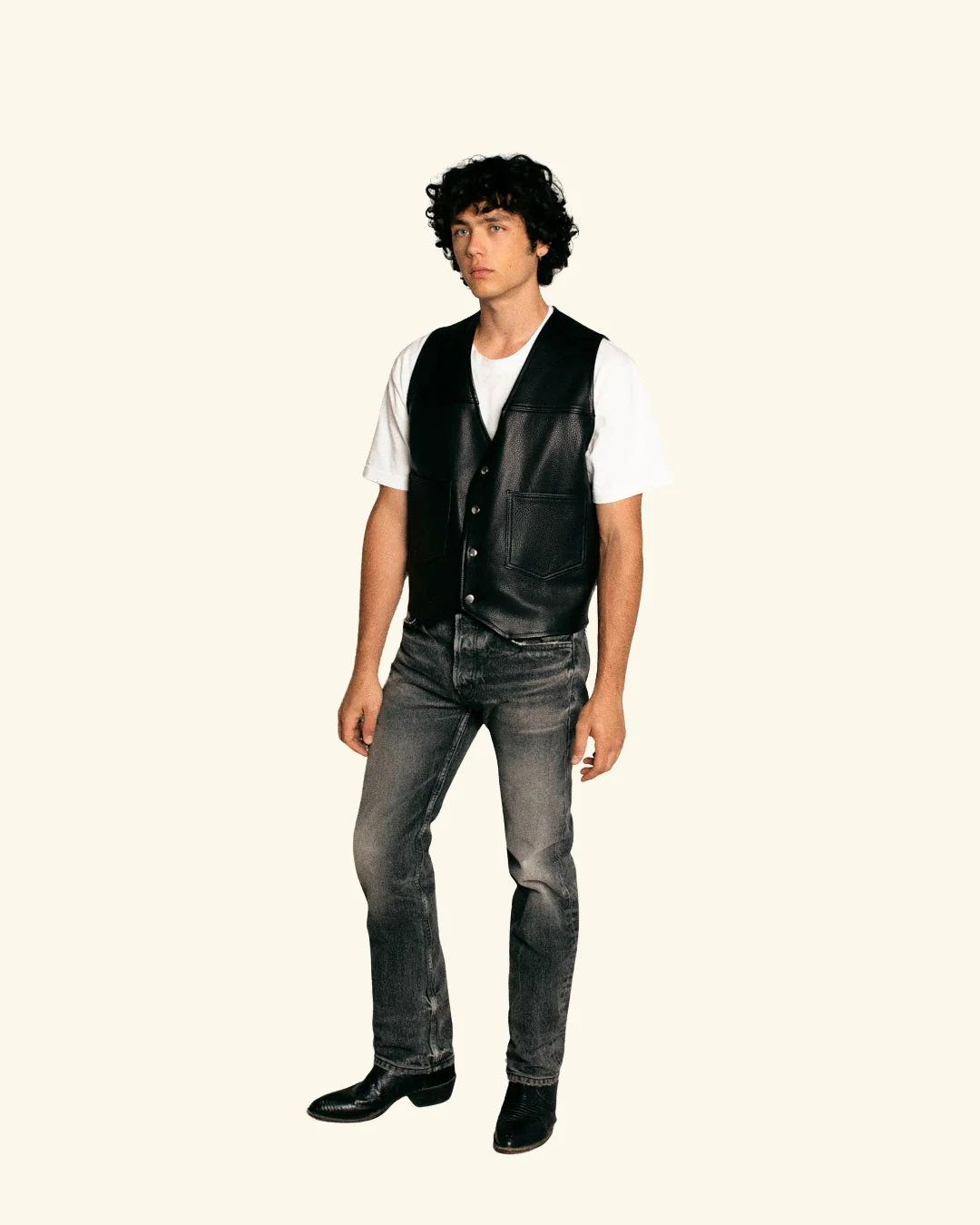 Leather Moto Vest (Black) - Image 4