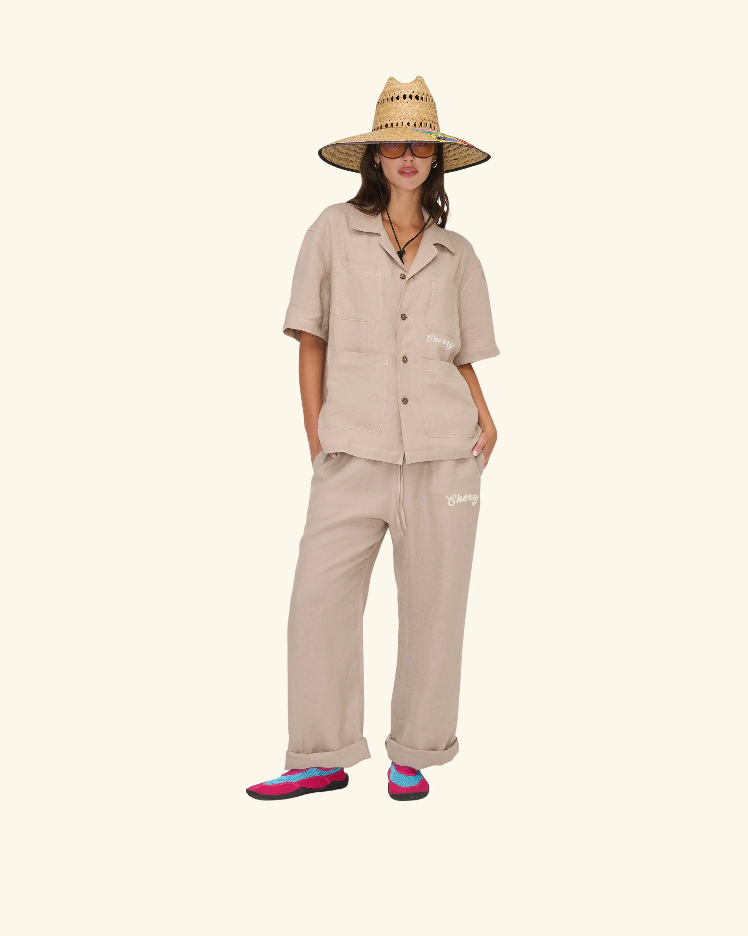 Linen Vacation Shirt (Beige) - Image 3