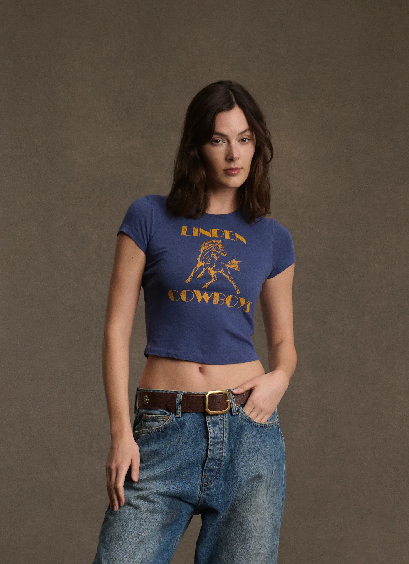 Women's Cowboys Fitted Baby Tee (Sun Faded Blue) - Image 2